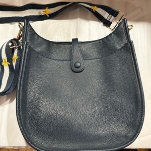 Gray/ Blue Vegan Leather Shoulder Bag